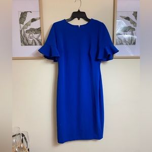 Calvin Klein Blue Ruffle Sleeve Dress | Size 6
